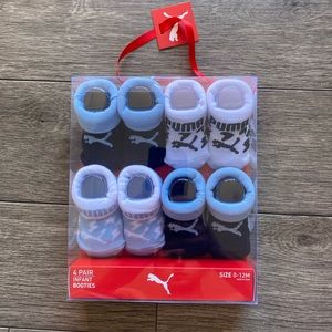 Puma Baby Boy Booties Blue And White 4 Pair Size 0-12m